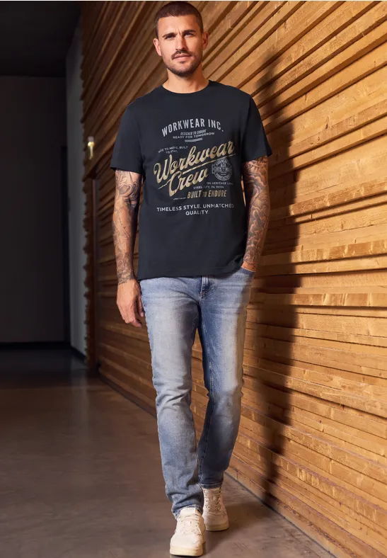 Slub Shirt met tekst night blue