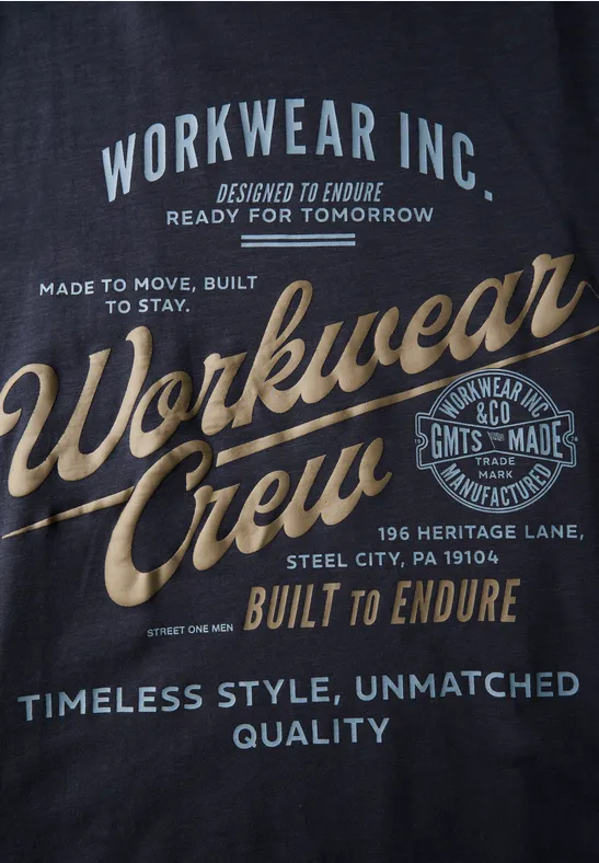 Slub Shirt met tekst night blue