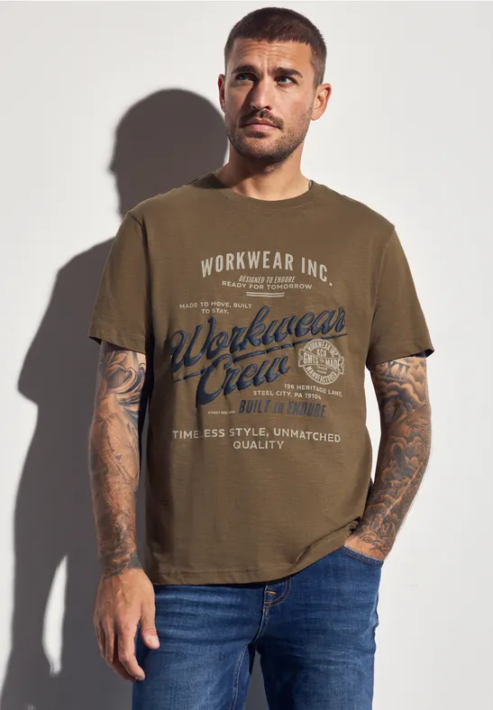 Slub Shirt met tekst ash brown