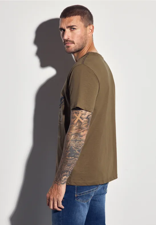 Slub Shirt met tekst ash brown