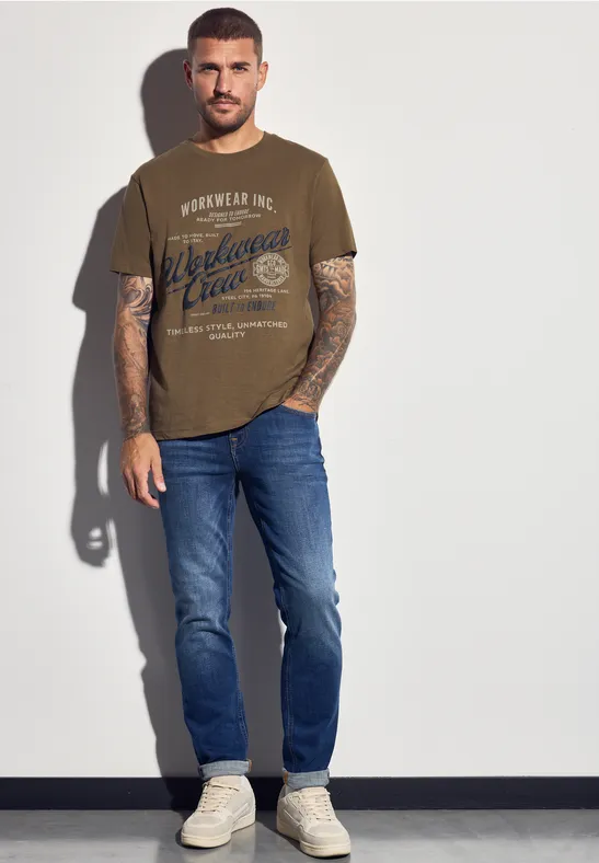 Slub Shirt met tekst ash brown
