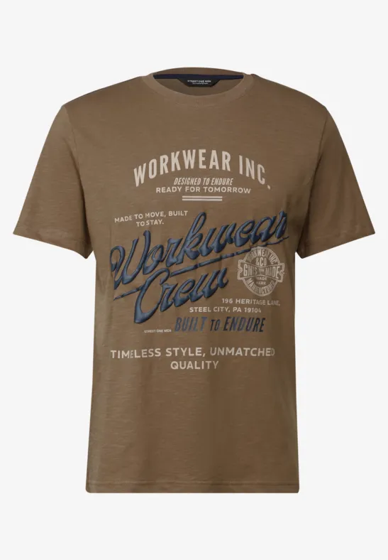 Slub Shirt met tekst ash brown