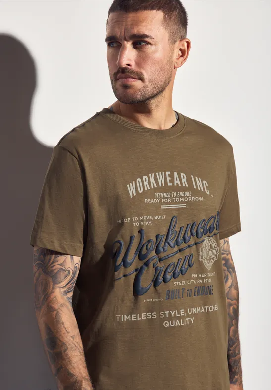 Slub Shirt met tekst ash brown