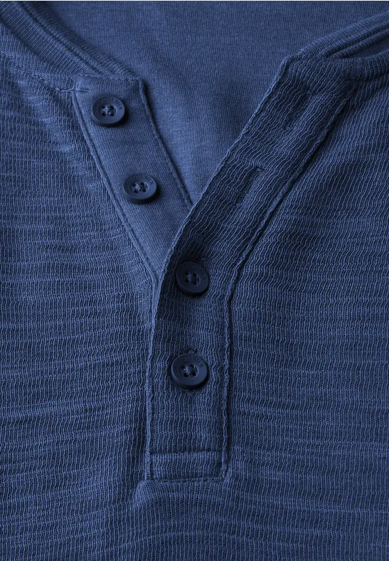 Zacht slub henley shirt azure blue