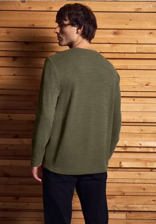 Zacht slub henley shirt vintage green