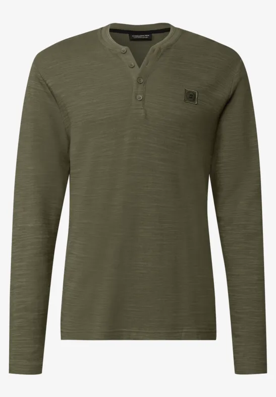 Zacht slub henley shirt vintage green