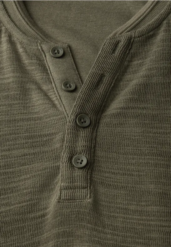 Zacht slub henley shirt vintage green