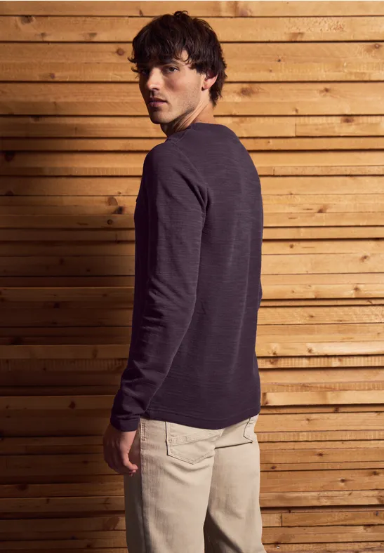 Softes Slub Henleyshirt bordeaux red
