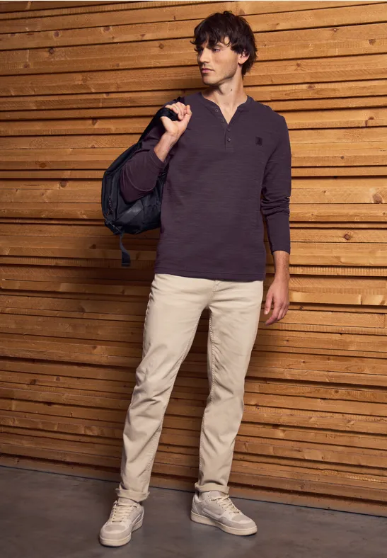 Softes Slub Henleyshirt bordeaux red