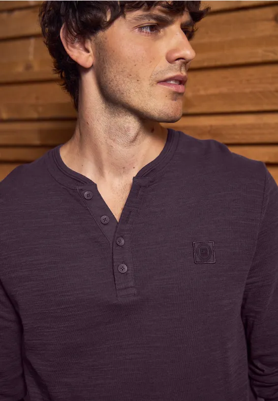 Softes Slub Henleyshirt bordeaux red