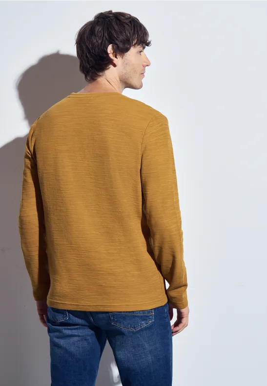 Softes Slub Henleyshirt golden yellow