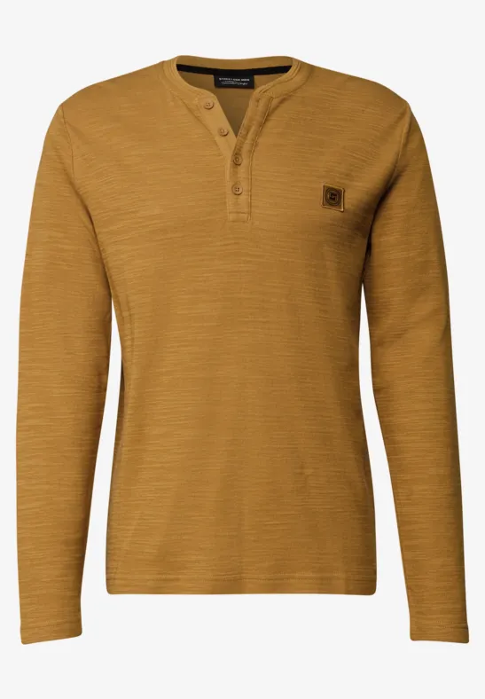 Softes Slub Henleyshirt golden yellow