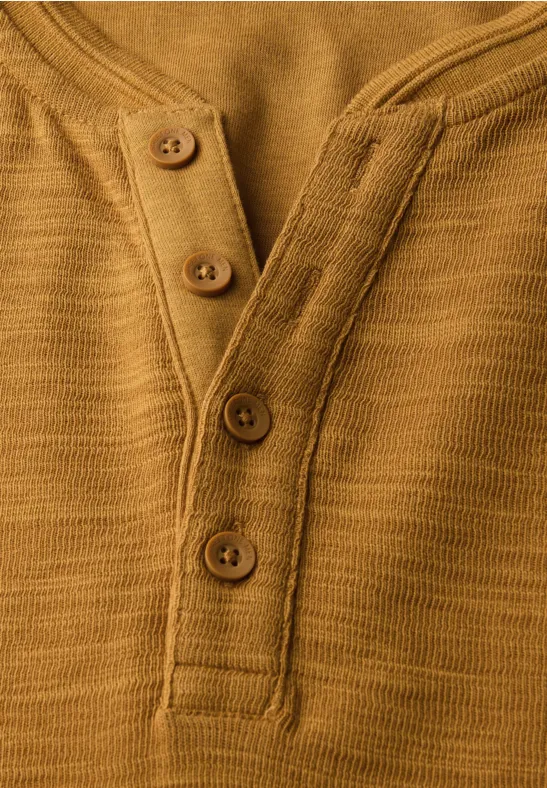 Softes Slub Henleyshirt golden yellow