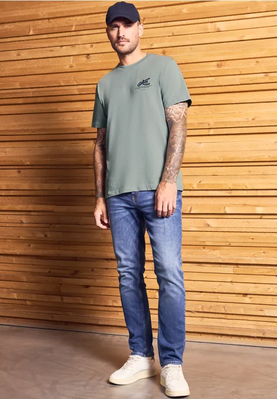 Shirt met borstprint silver green