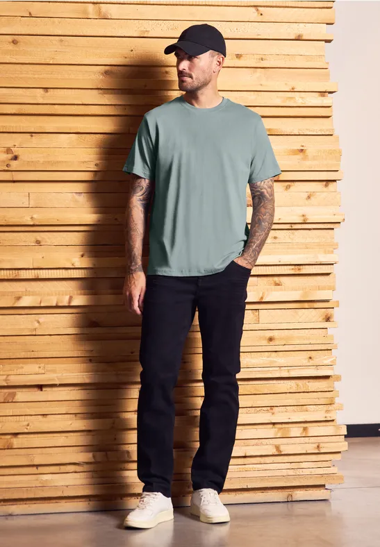 Basic Shirt in effen kleur silver green
