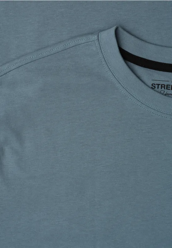 Hellblaues T-Shirt mit Rundhalsausschnitt aus weichem Material