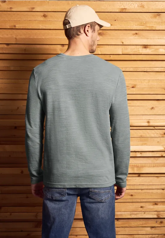 Zacht slub henley shirt silver green