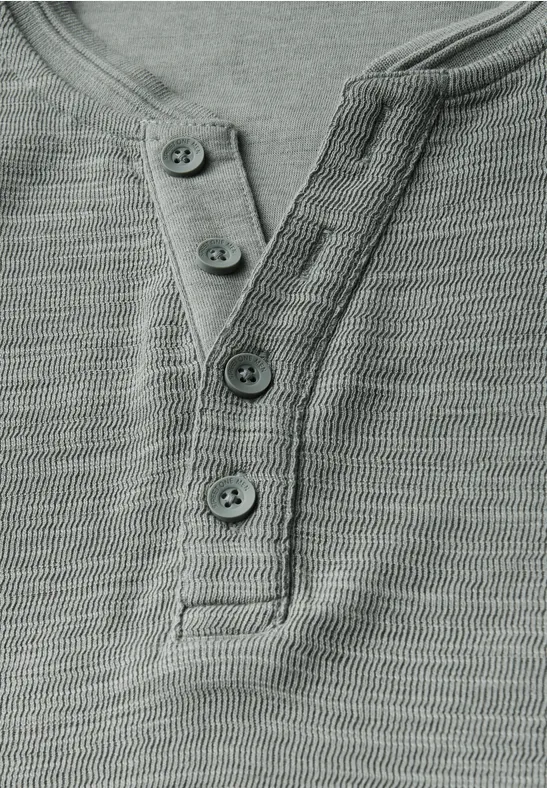 Zacht slub henley shirt silver green