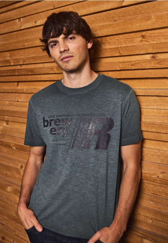 T-Shirt im Washed-Look basic black