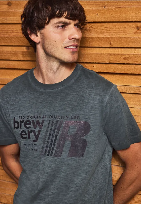 T-Shirt im Washed-Look basic black