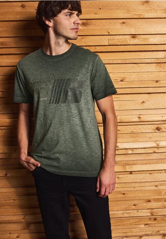 T-Shirt im Washed-Look dark olive green