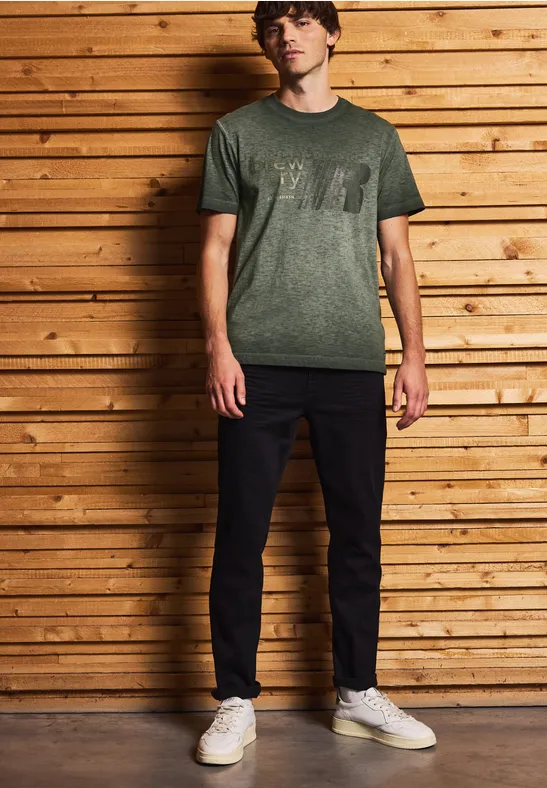 T-Shirt im Washed-Look dark olive green