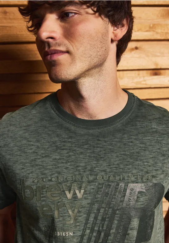 T-Shirt im Washed-Look dark olive green