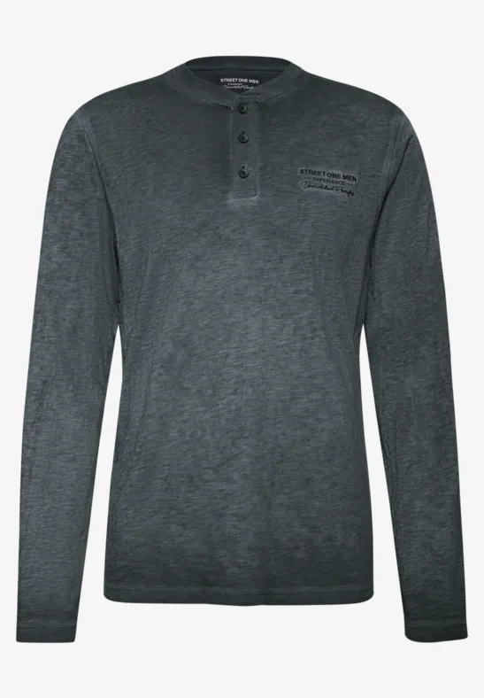 Henley Langarmshirt basic black