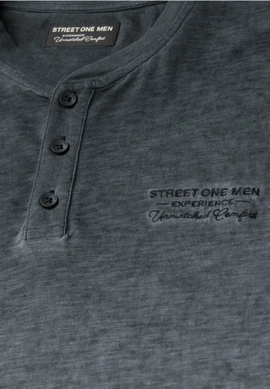 Henley Langarmshirt basic black