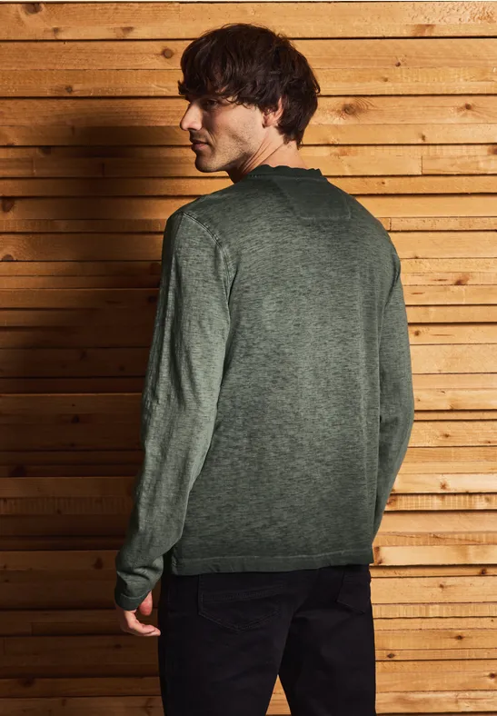 Henley Langarmshirt dark olive green