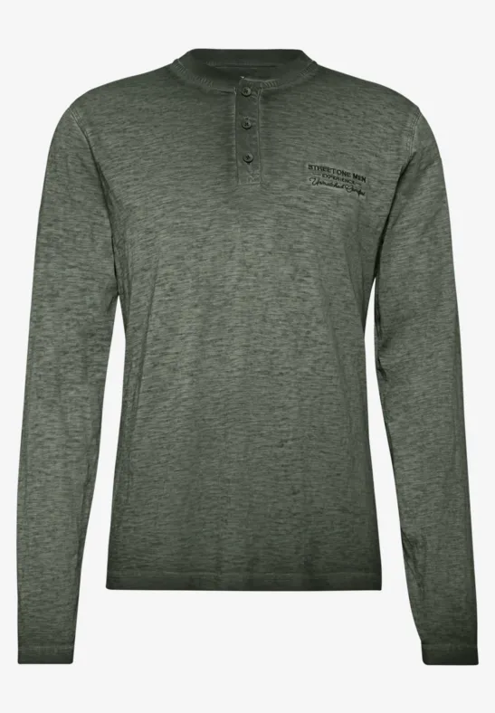 Henley Langarmshirt dark olive green