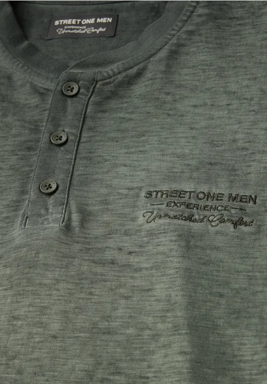 Henley Langarmshirt dark olive green