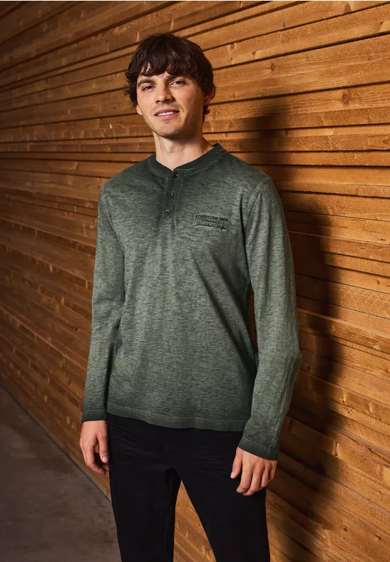 Henley Langarmshirt dark olive green