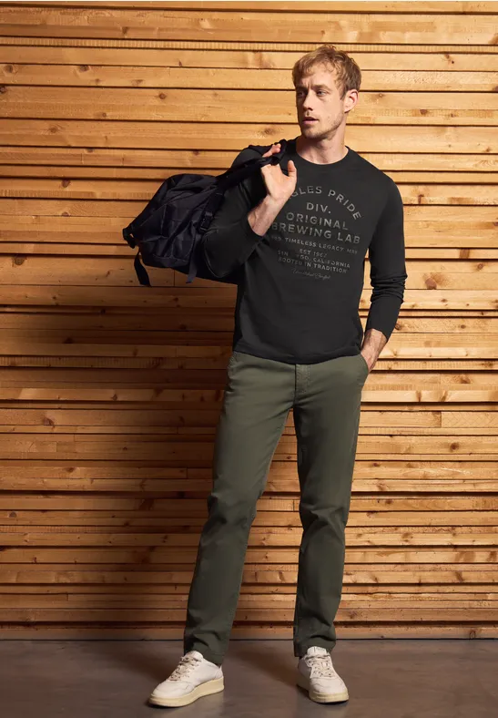 Softes Wording Langarmshirt basic black