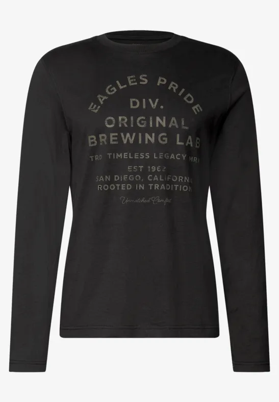Softes Wording Langarmshirt basic black