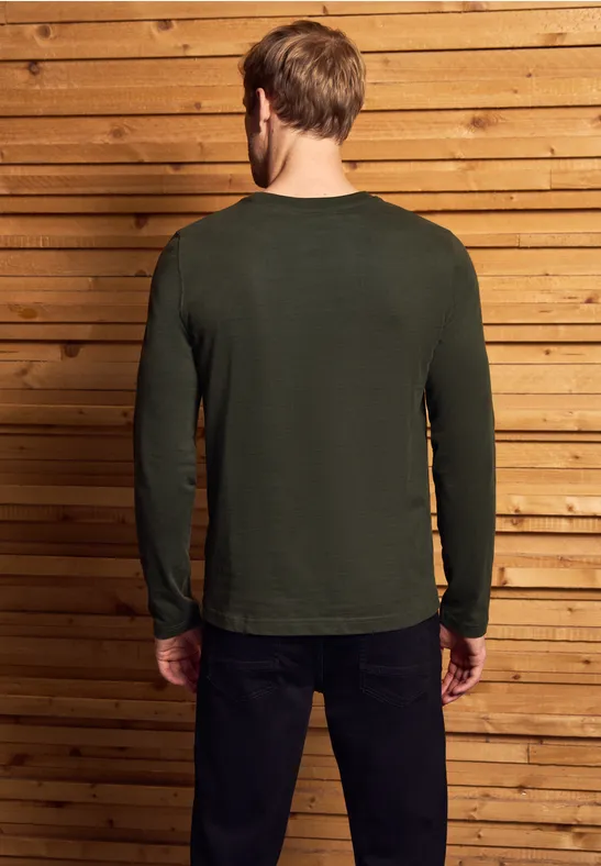 Softes Wording Langarmshirt dark olive green