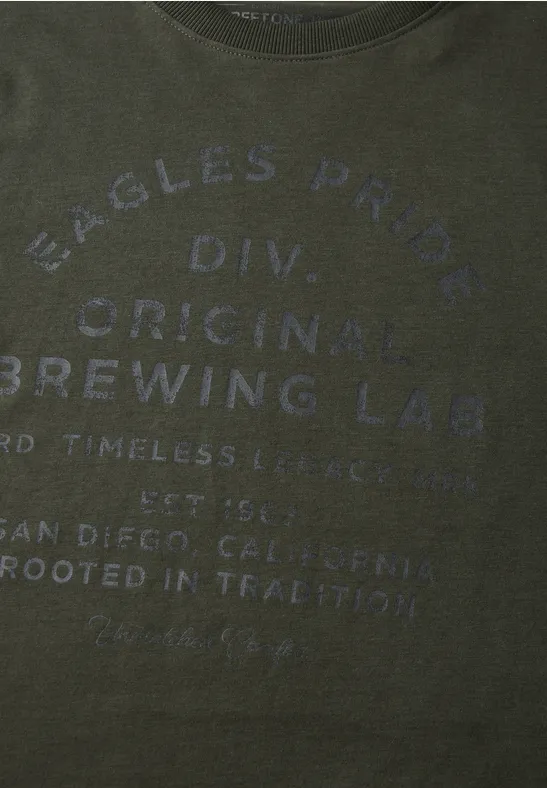 Softes Wording Langarmshirt dark olive green
