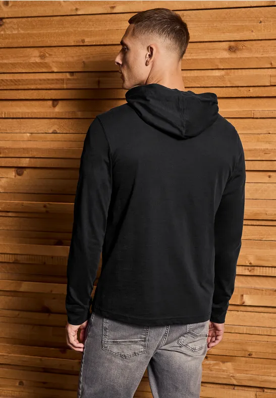 Softes Kapuzen-Shirt basic black