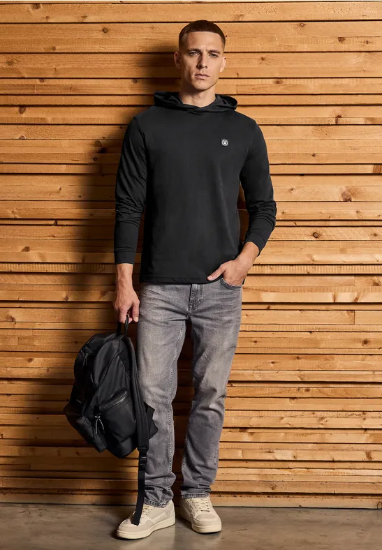 Softes Kapuzen-Shirt basic black