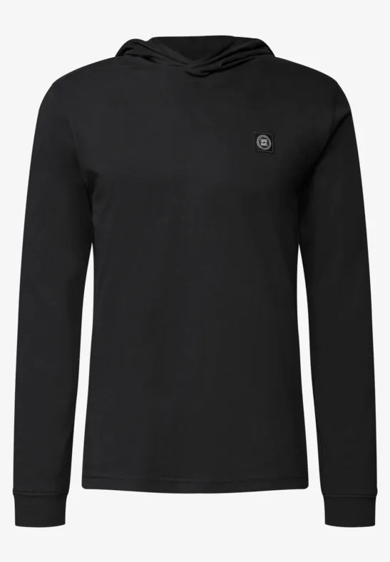 Softes Kapuzen-Shirt basic black