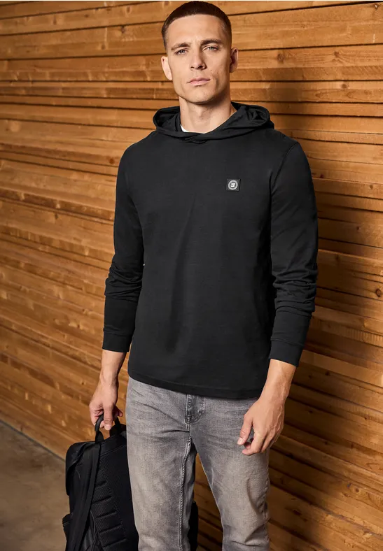 Softes Kapuzen-Shirt basic black
