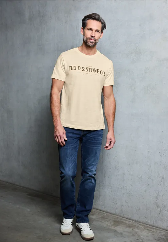 Softes T-Shirt mit Wording arctic beige