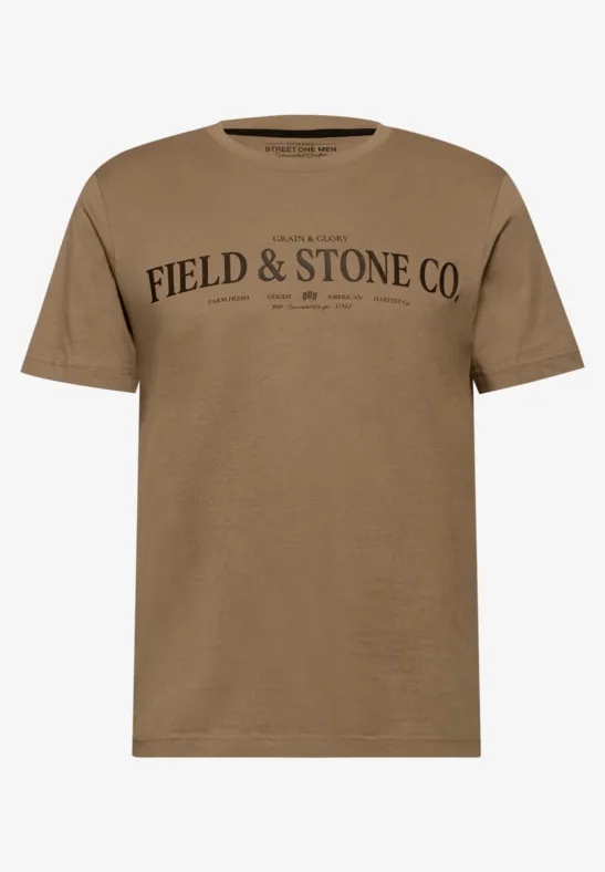 Softes T-Shirt mit Wording barista brown