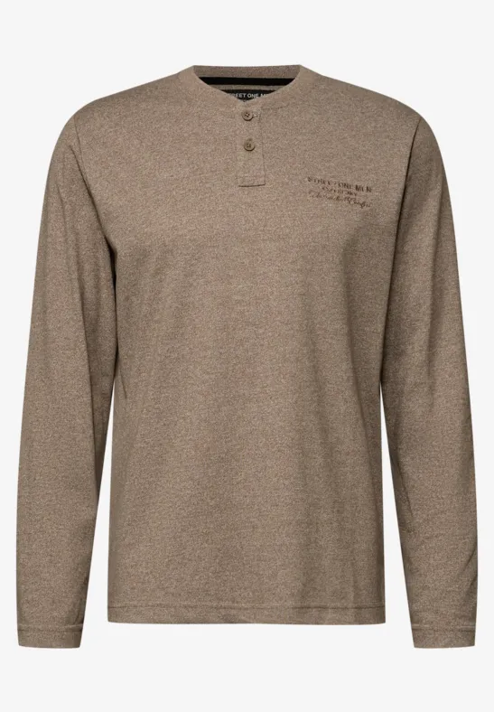Langarmshirt mit Stickerei barista brown