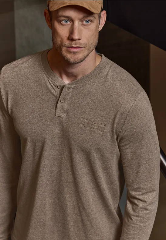 Langarmshirt mit Stickerei barista brown