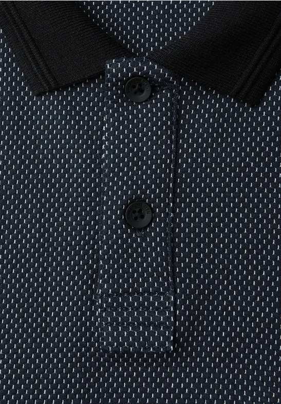 Langarm Struktur Poloshirt nocturnal blue