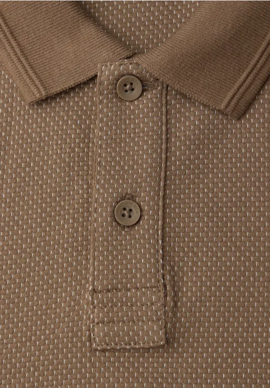 Langarm Struktur Poloshirt barista brown