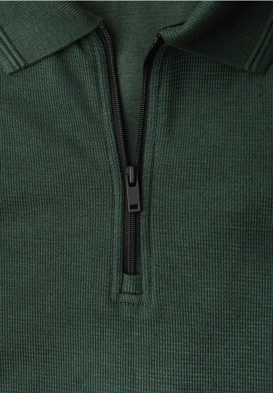 Polo avec fermeture éclair soft olive green