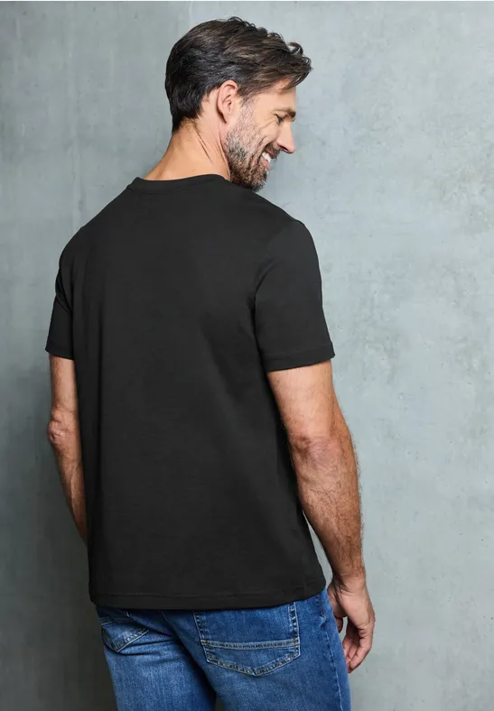 Basic Shirt met borstprint Black
