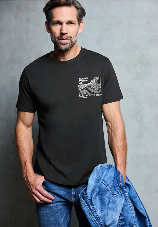 Basic Shirt met borstprint Black